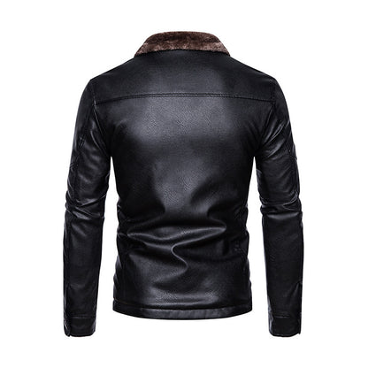Slim Fit Revers Business Casual Lederjacke für Herren