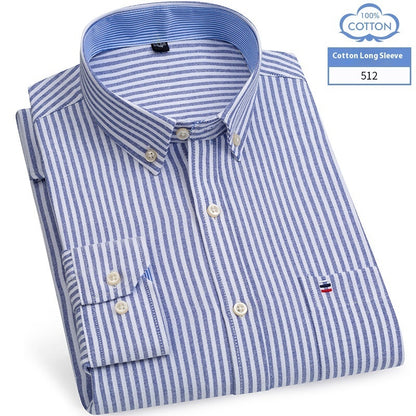 Chemise en coton à manches longues pour homme, coupe slim, style business décontracté