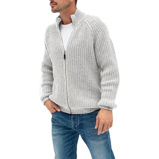 Sweater Cardigan Men's Solid Color Zipper Turtleneck Knit - ARCHSHOPE
