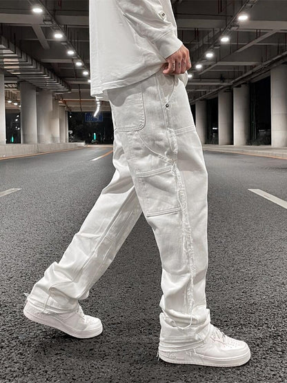 High Street Straight Leg Skinny Jeans Herren Schwarz und Weiß