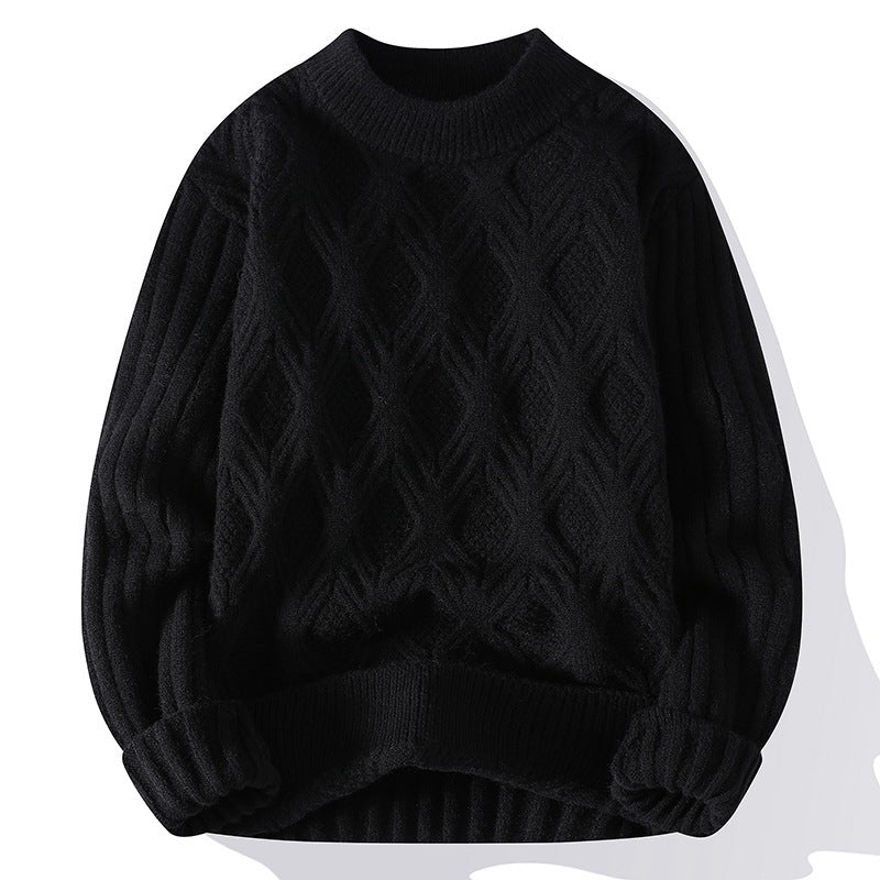 Lässiger, einfarbiger, gedrehter Pullover für Herren