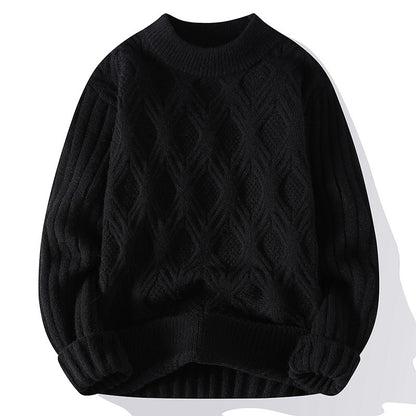 Lässiger, einfarbiger, gedrehter Pullover für Herren