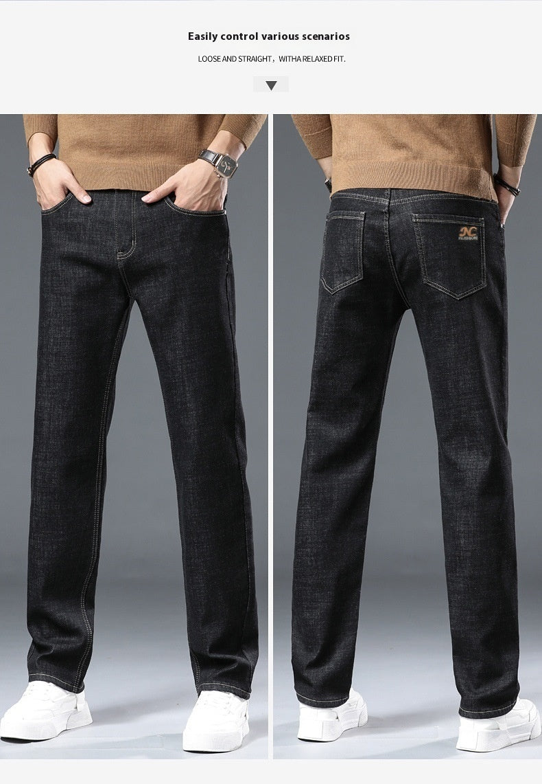 Winter Fleece-gefütterte dicke Jeans Herren Plus Size Loose Straight Casual Hose