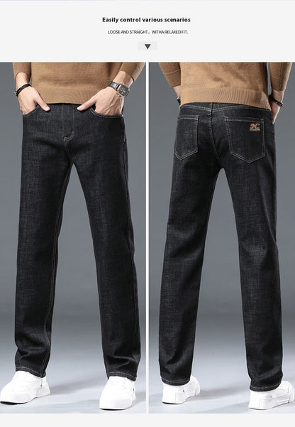 Winter Fleece-gefütterte dicke Jeans Herren Plus Size Loose Straight Casual Hose