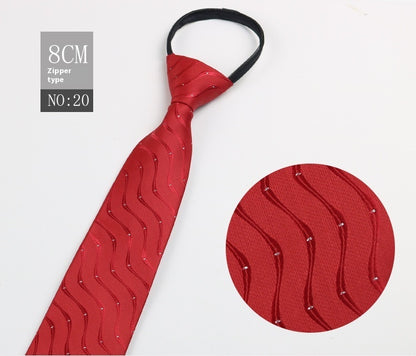 Black Men's Tie Striped Blue Business Tie Lazy Zip Tie In Stock Wholesale Pull Peels - ARCHSHOPE