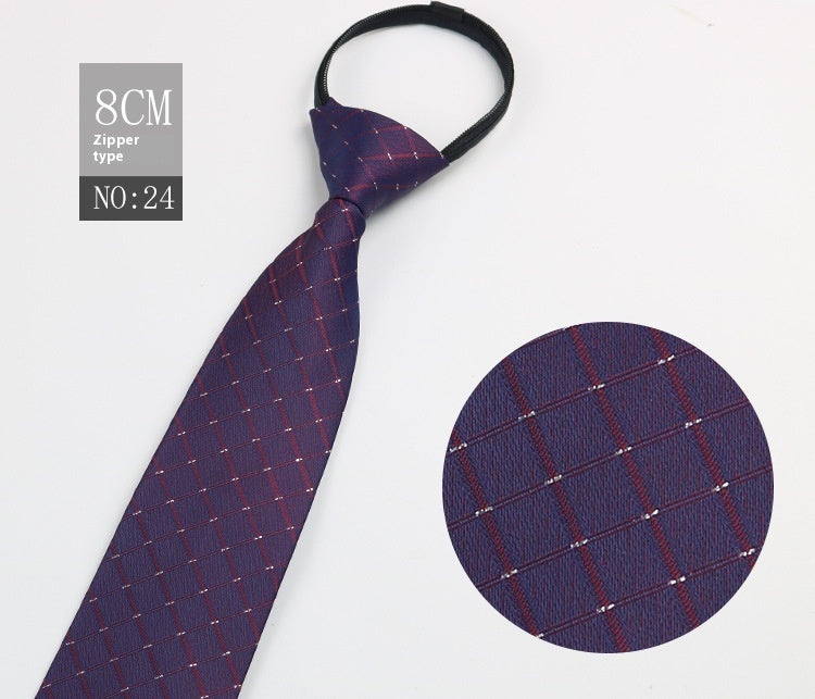 Black Men's Tie Striped Blue Business Tie Lazy Zip Tie In Stock Wholesale Pull Peels - ARCHSHOPE