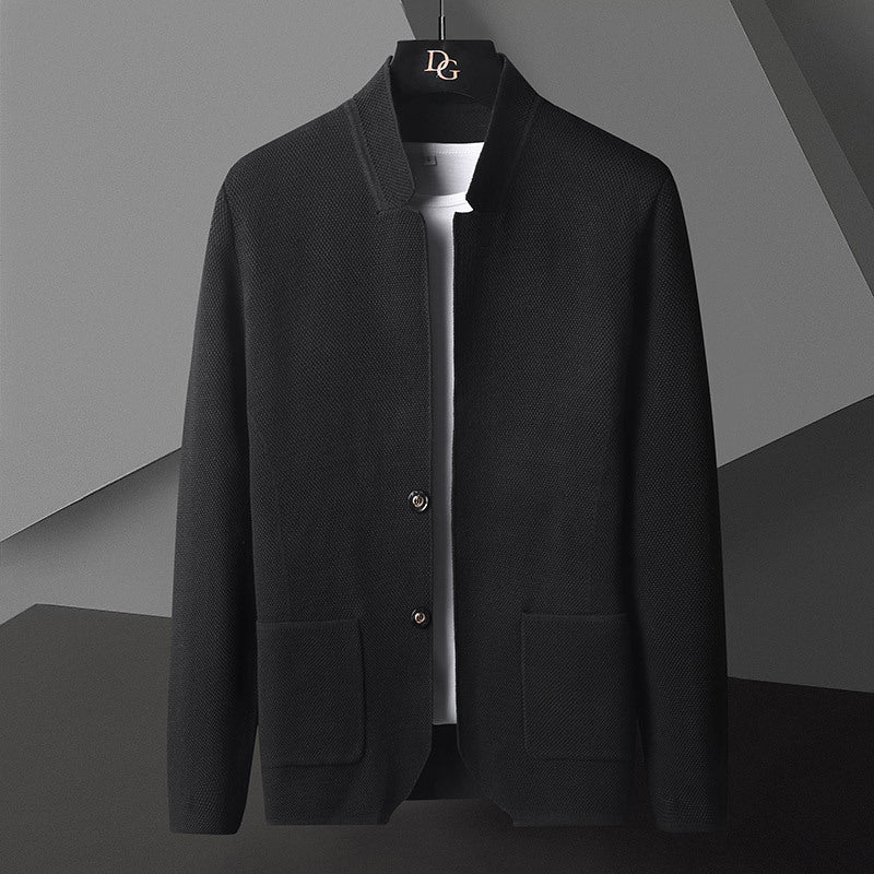 Strickjacke mit Taschen und Stehkragen für Herren