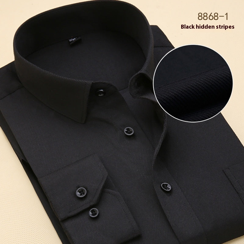 Herren Hemd Schwarz Langarmhemd Business Slim Fit