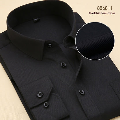 Herren Hemd Schwarz Langarmhemd Business Slim Fit