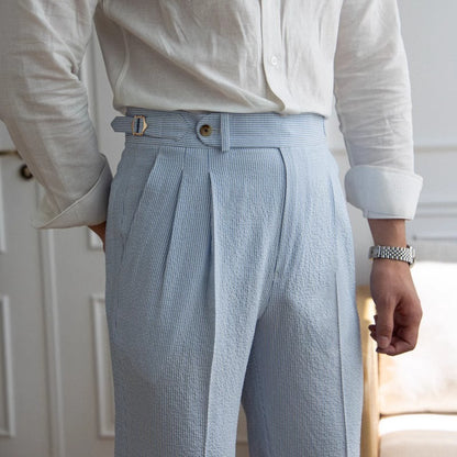 Sommer Herren Anzughose Hohe Taille Gerade