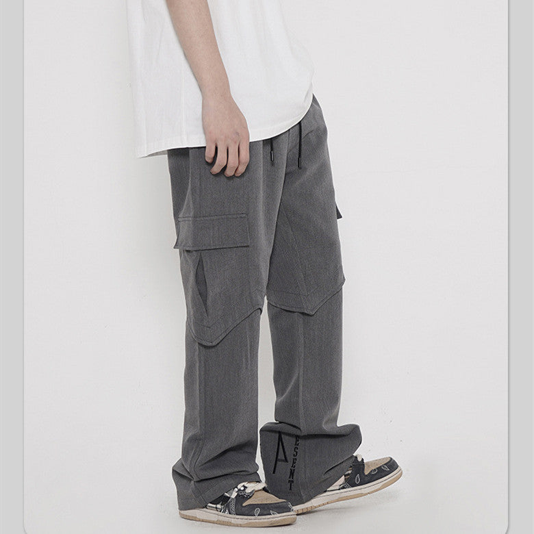 Street Embroidered Flared Loose Herren Freizeithose