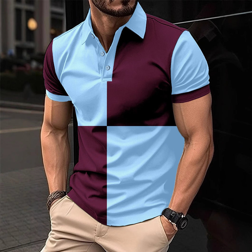 Lässiges, sportliches Poloshirt mit kurzen Ärmeln und Farbnähten und Umschlagkragen für Herren