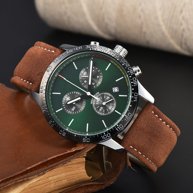 Mens Fashion Calendar Leather-Strap Quartz Watch - ARCHSHOPE