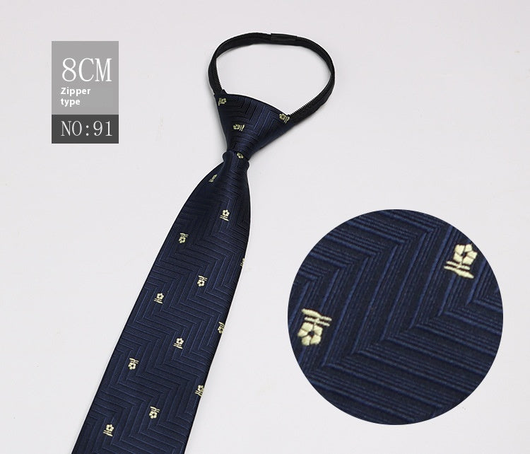 Black Men's Tie Striped Blue Business Tie Lazy Zip Tie In Stock Wholesale Pull Peels - ARCHSHOPE