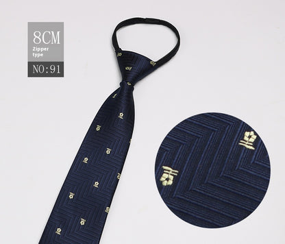 Black Men's Tie Striped Blue Business Tie Lazy Zip Tie In Stock Wholesale Pull Peels - ARCHSHOPE