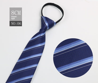 Black Men's Tie Striped Blue Business Tie Lazy Zip Tie In Stock Wholesale Pull Peels - ARCHSHOPE