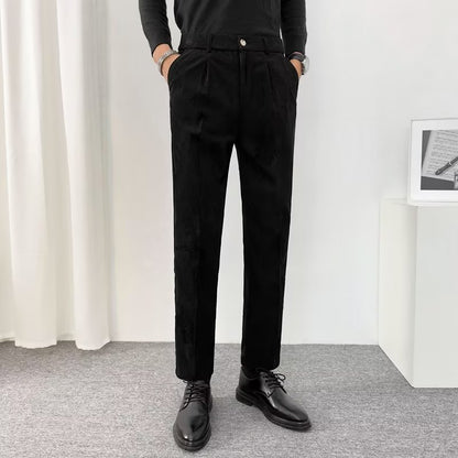 All-Match-Anzughose mit Stretch-Drapierung, gerade, knöchellange Cargohose