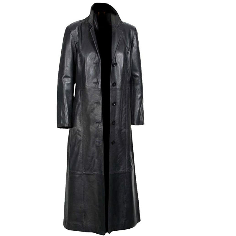 Plus Size Lederjacke Motorrad Herren Duster Pelzmantel