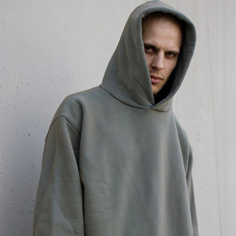 Klassischer einfarbiger High Street Plus Fleece-Kapuzenpullover für Herren