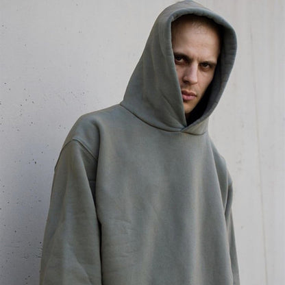 Klassischer einfarbiger High Street Plus Fleece-Kapuzenpullover für Herren