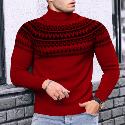 Vintage Patchwork Rollkragen Teenager männer Langarm