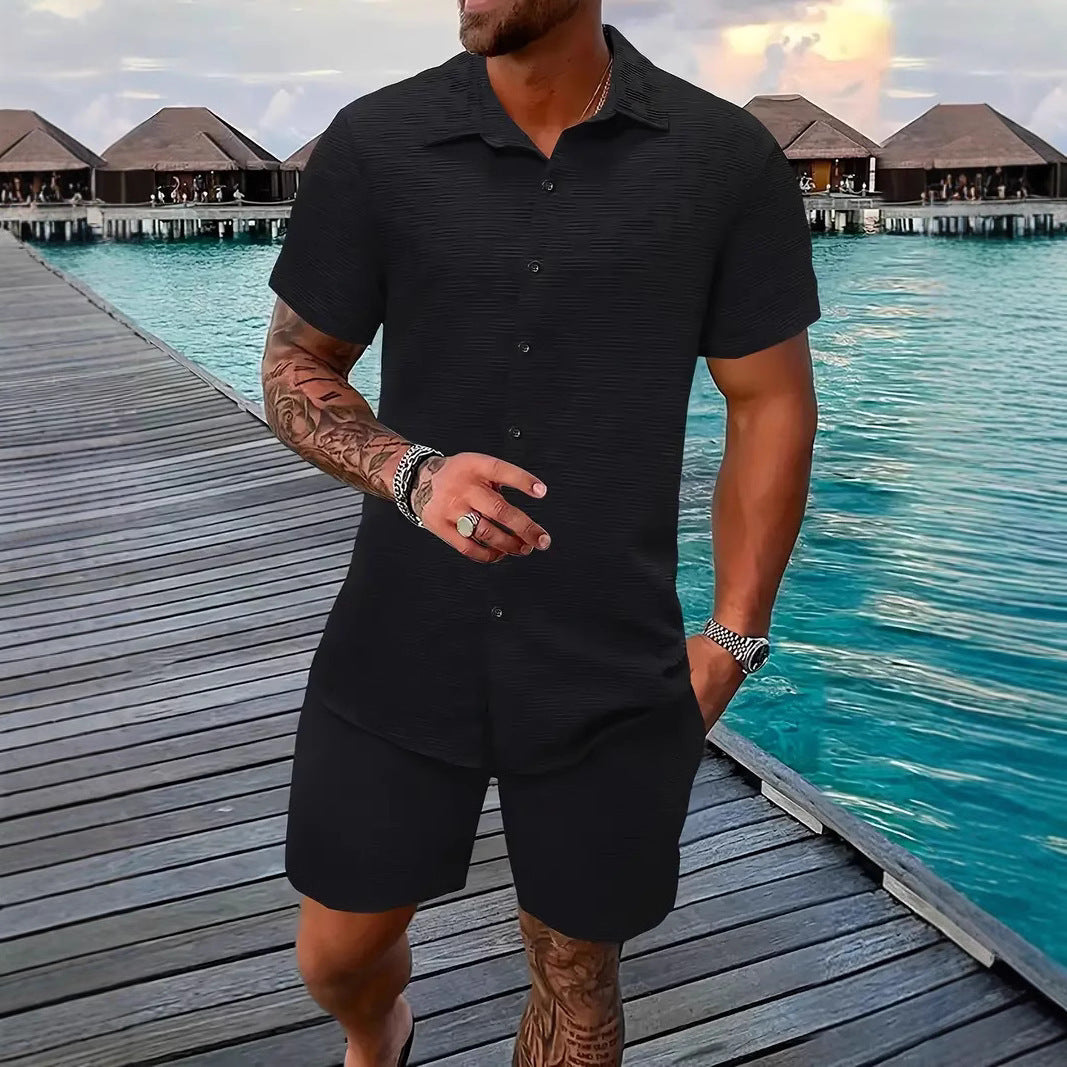 Summer Jacquard Black And White Solid Color Suit - ARCHSHOPE