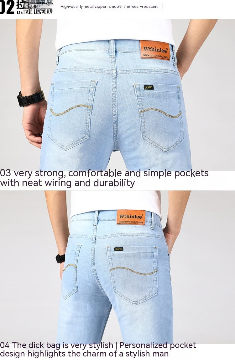 Jeans d'été pour hommes Pantalons droits pour hommes