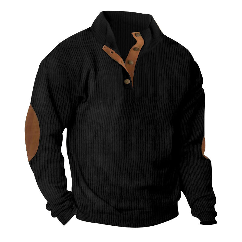 Corduroy Casual Stand Collar Long-sleeved Sweater - ARCHSHOPE
