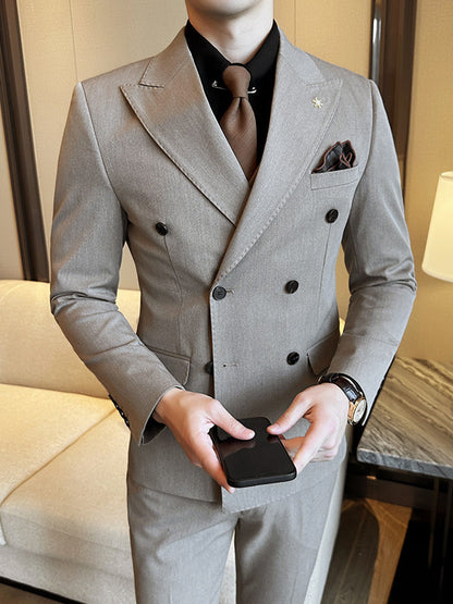 Zweireihiger Business-Slim-Fit-Freizeitanzug