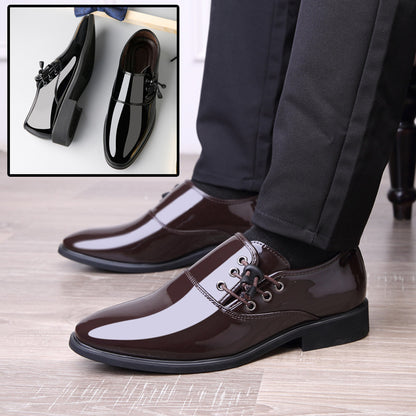 Chaussures italiennes en cuir verni tendance pour hommes, chaussures d'affaires à lacets, Oxfords grande taille, chaussures de soirée de mariage pour hommes, cuir noir
