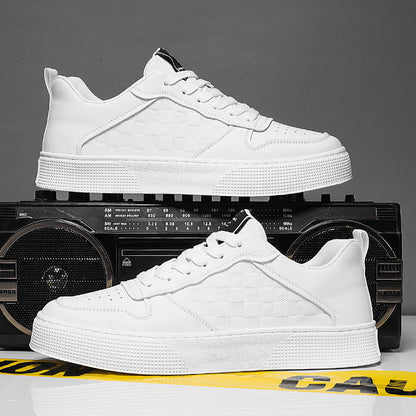 Baskets décontractées à lacets pour hommes, chaussures plates respirantes à carreaux