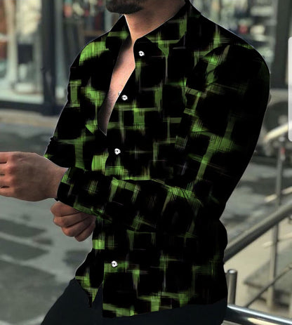 Chemise à manches longues à revers avec impression numérique 3D