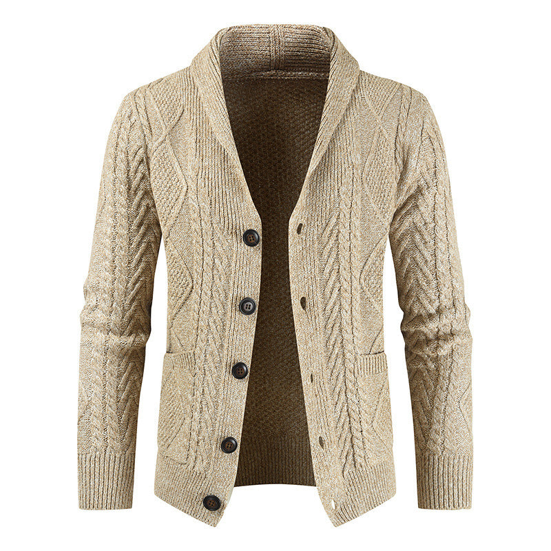 Cardigan tricoté à col en V pour homme, veste pull ample et épaisse