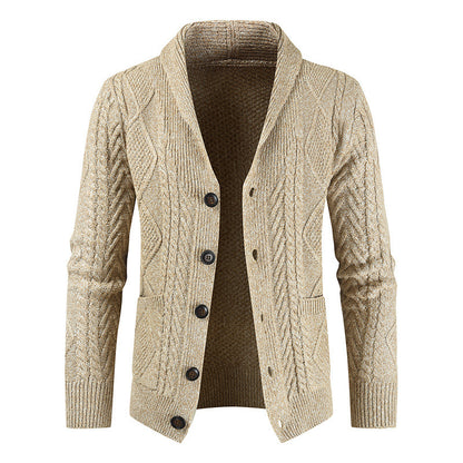 Cardigan tricoté à col en V pour homme, veste pull ample et épaisse
