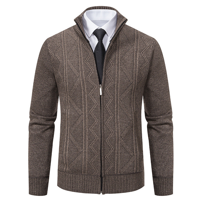 Herbst Winter Männer Wollpullover Herren Strickjacke Mantel Stehkragen
