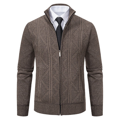 Herbst Winter Männer Wollpullover Herren Strickjacke Mantel Stehkragen