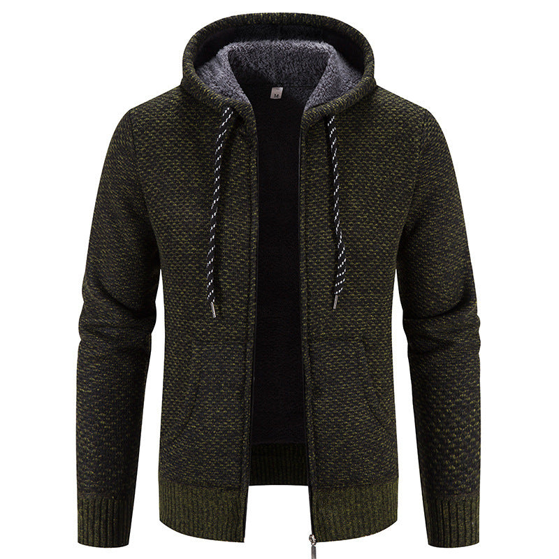 Manteau d'hiver à fermeture éclair, couleur unie, manches longues, cordon de serrage, avec bonnet, garde au chaud, décontracté, épais, en peluche, pull, pour le quotidien