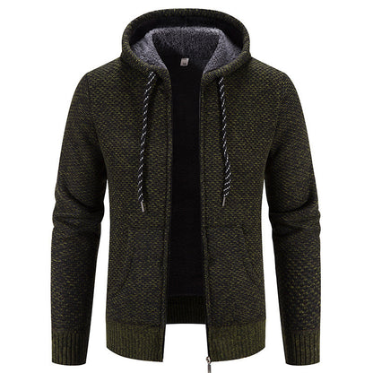 Manteau d'hiver à fermeture éclair, couleur unie, manches longues, cordon de serrage, avec bonnet, garde au chaud, décontracté, épais, en peluche, pull, pour le quotidien