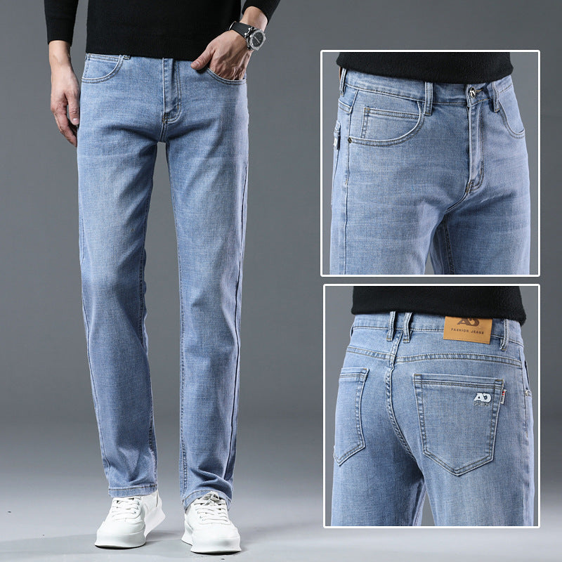 Frühlings- und Sommerkleidung, gerade, all-matching, leichte Business-Casual-Stretch-Jeanshose für Herren