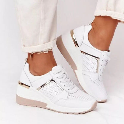 Plus Size Casual Platform Dad Shoes Lace-up Wedge Sports Women - ARCHSHOPE