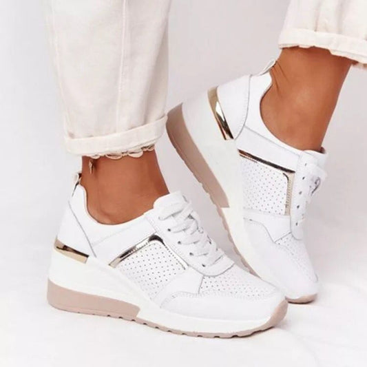 Plus Size Casual Platform Dad Shoes Lace-up Wedge Sports Women - ARCHSHOPE