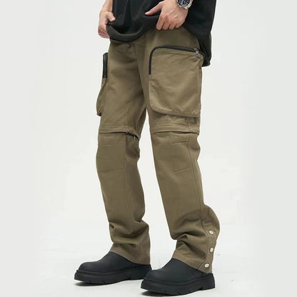 Pantalon homme coupe droite, ample, décontracté, mode nationale, grandes poches