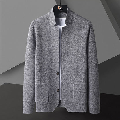 Strickjacke mit Taschen und Stehkragen für Herren