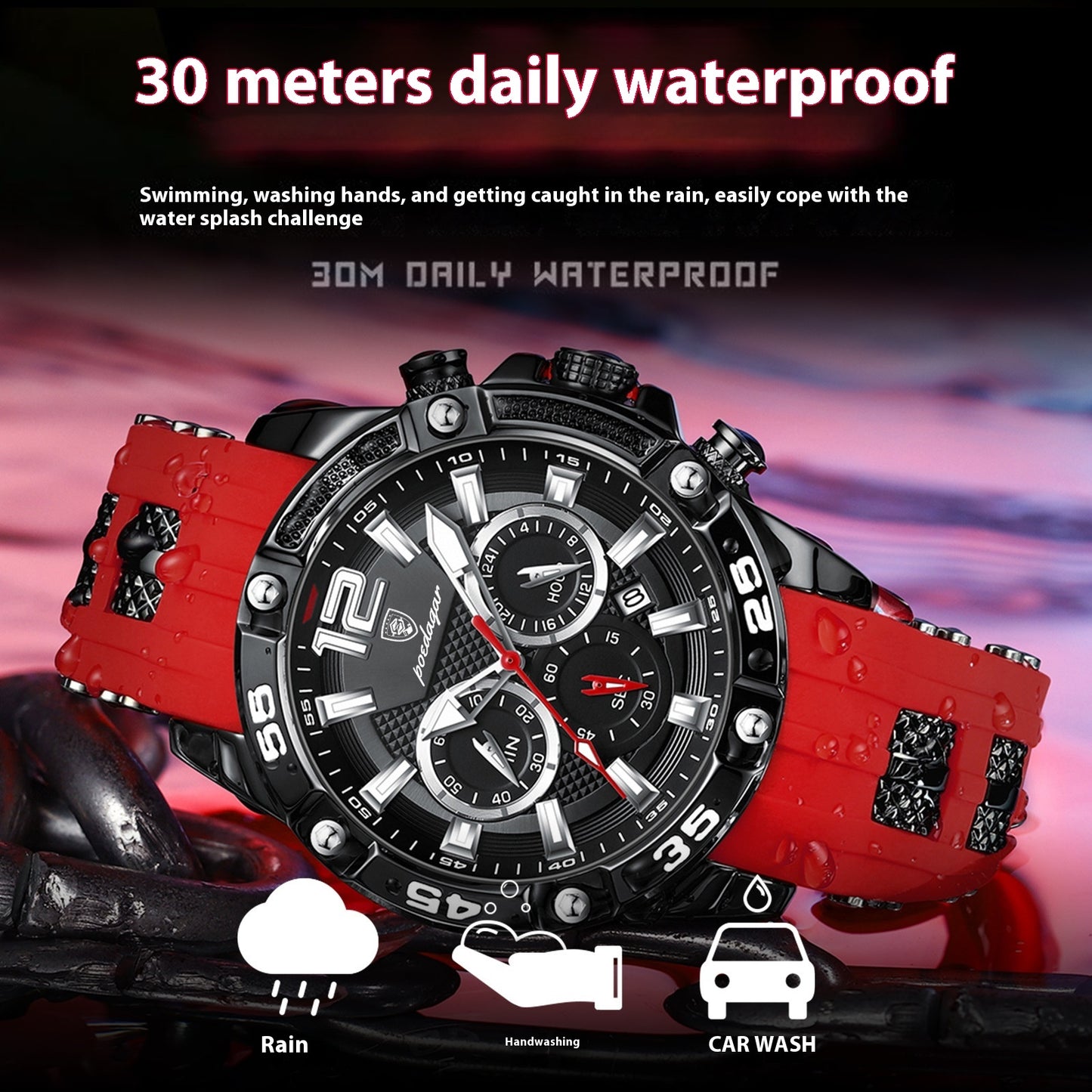 Multifunctional Men's Watch Silicone Band Quartz Wrist Watch - ARCHSHOPE