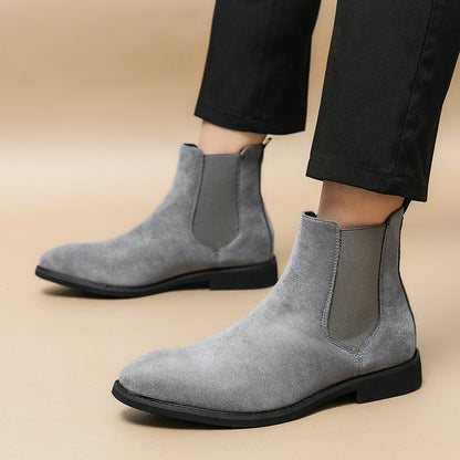 Spitz zulaufende Chelsea-Stiefel aus Leder in Übergröße für Herren