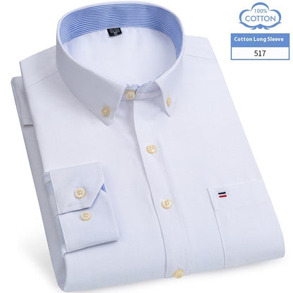 Chemise en coton à manches longues pour homme, coupe slim, style business décontracté
