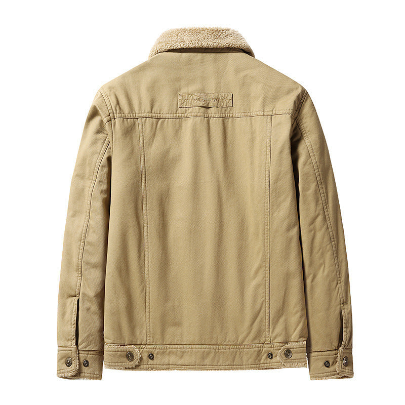 Fleecegefütterte, dicke Freizeit-Herrenjacke mit Polokragen