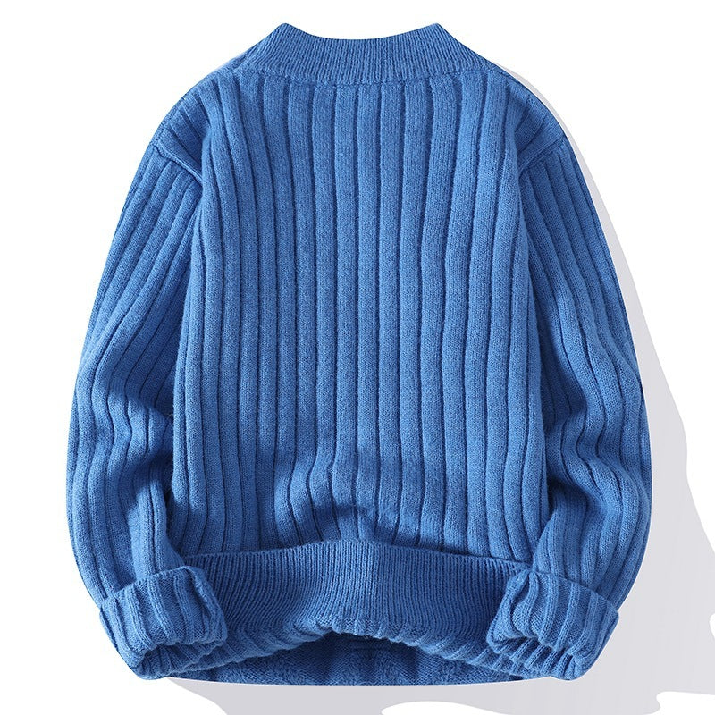 Lässiger, einfarbiger, gedrehter Pullover für Herren