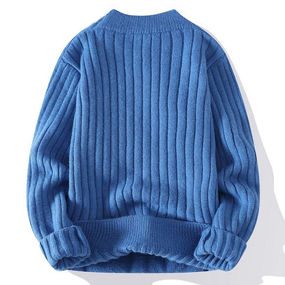 Lässiger, einfarbiger, gedrehter Pullover für Herren