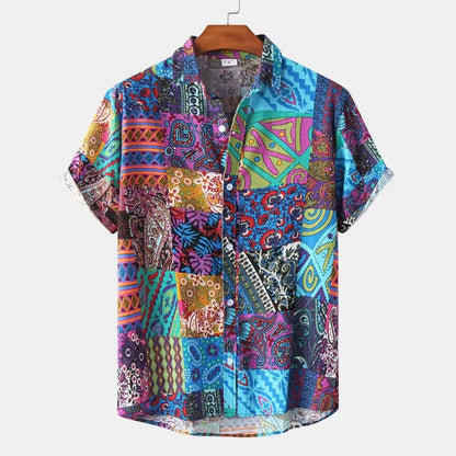 Hawaiian Men's Summer 3D Printed Short-sleeved Shirt